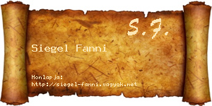 Siegel Fanni névjegykártya
